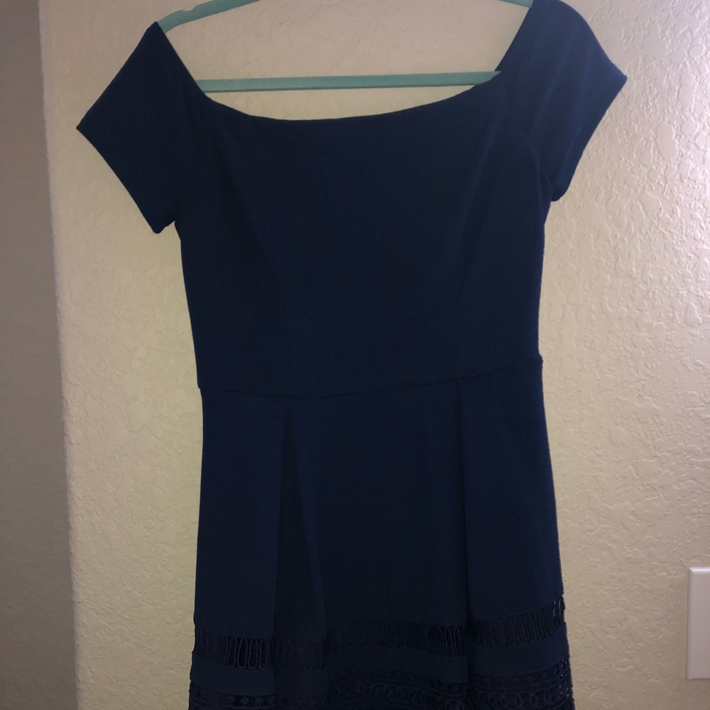 Navy off the shoulder dress